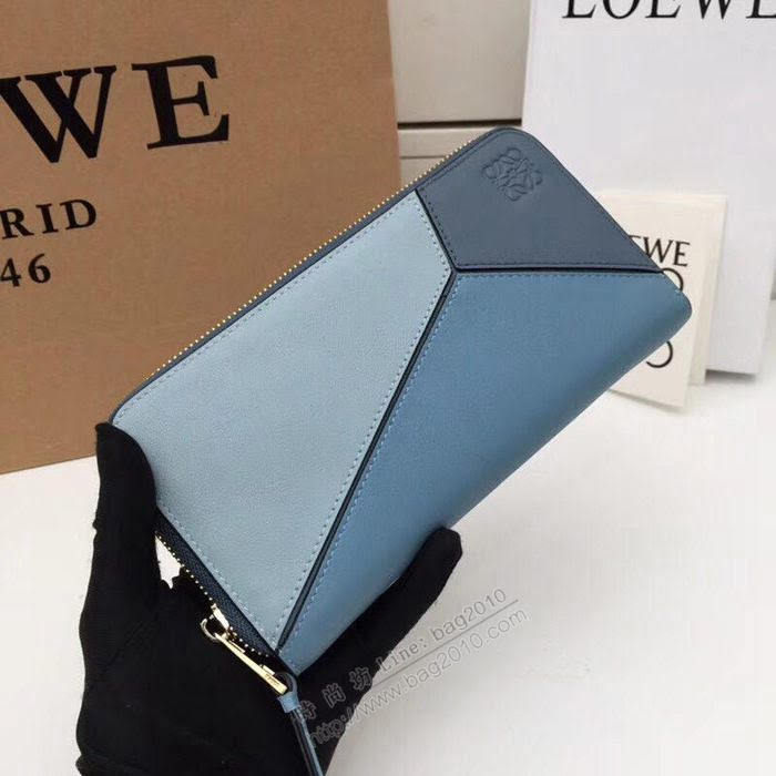 LOEWE錢包 122N89 頭層皮幾何錢包 羅意威原單長錢包  sl2052